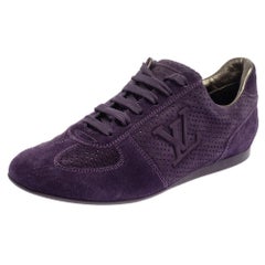 Louis Vuitton Purple Perforated Suede Low-Top Sneakers Size 36
