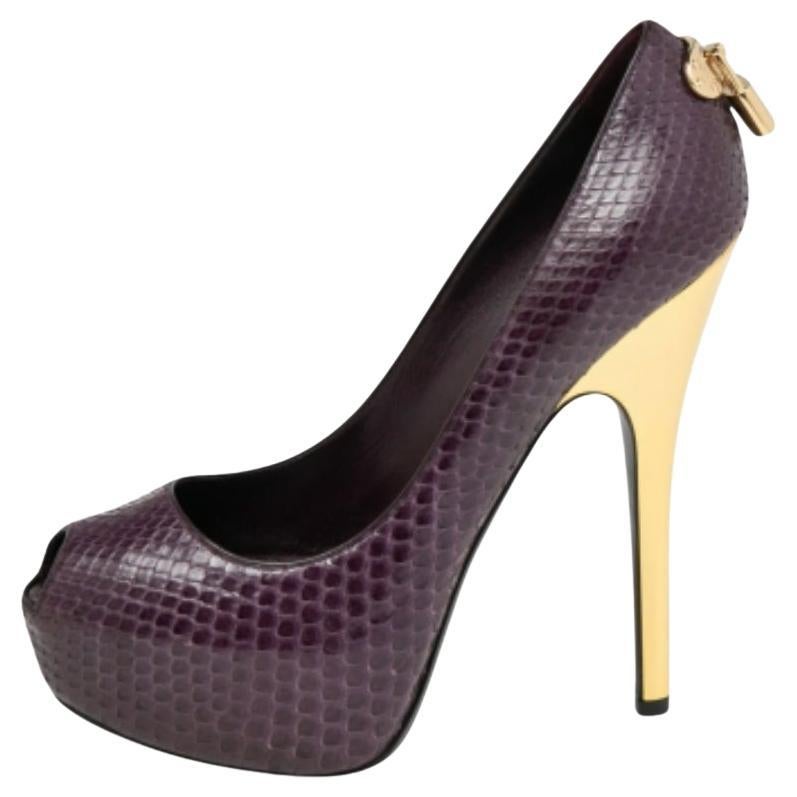 Louis Vuitton Pitón Morado ¡Oh, de verdad! Bombas de plataforma Peep Toe Talla 36.5