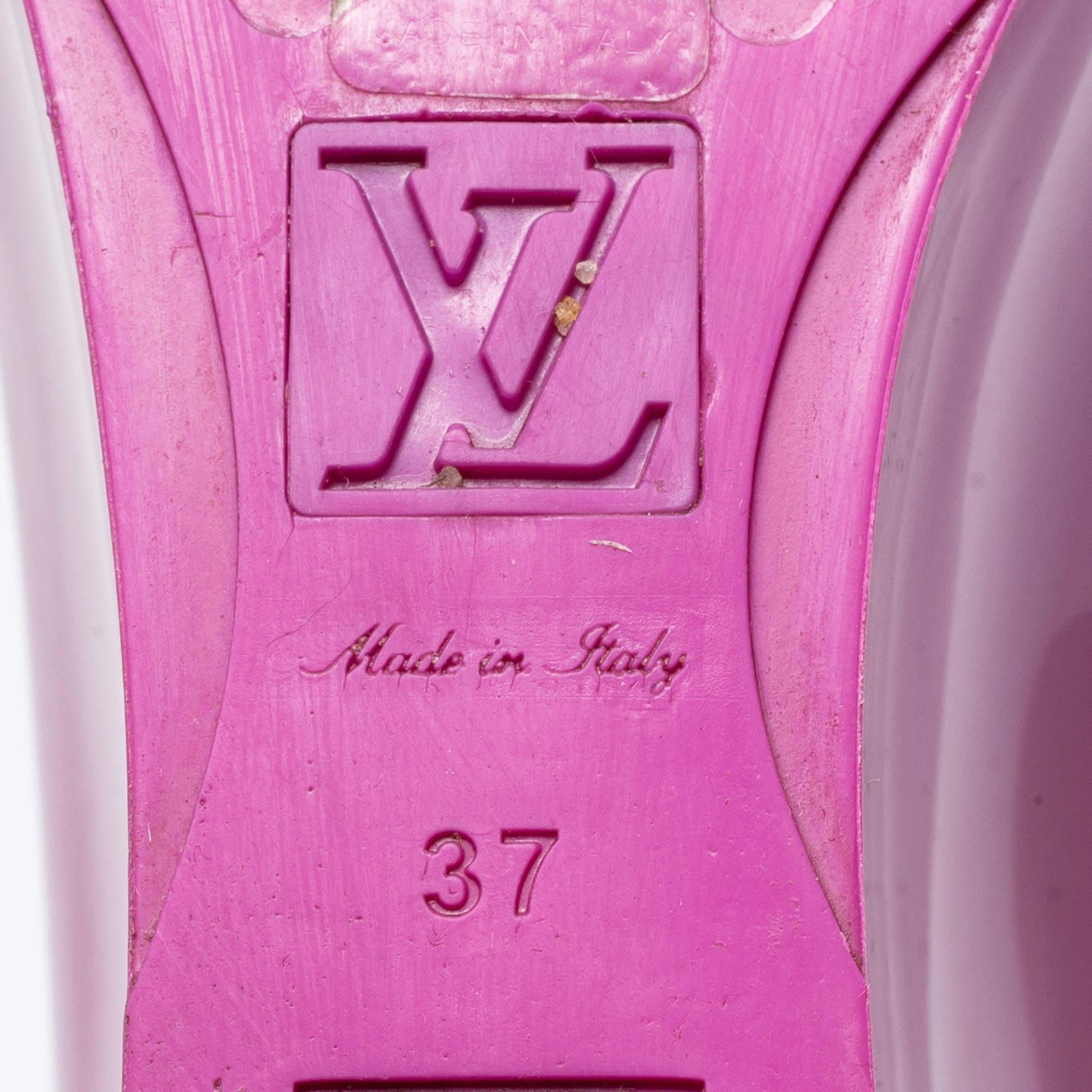Louis Vuitton Lila Gummi Knöchelriemen Keil Sandalen Größe 37 Damen im Angebot