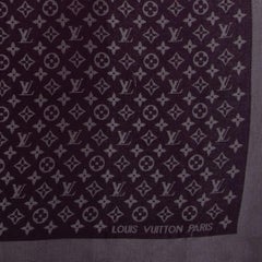 LOUIS VUITTON purple shine silk Monogram Shawl Scarf