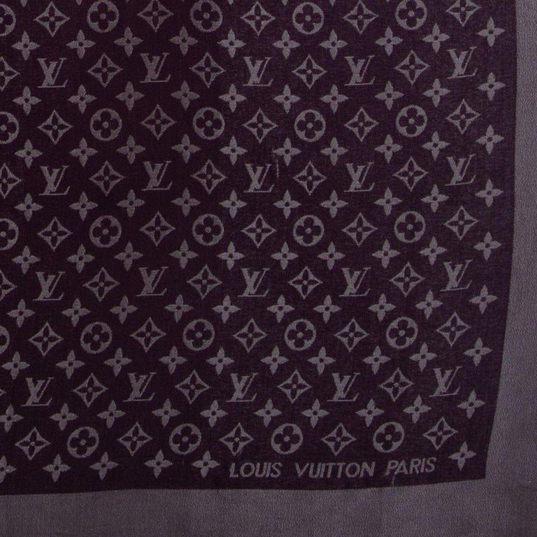 LOUIS VUITTON purple shine silk Monogram Shawl Scarf at 1stDibs