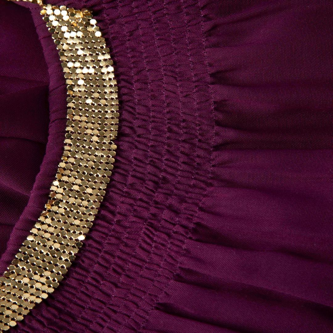 Marron Haut violet à col transparent en soie Louis Vuitton, taille M en vente
