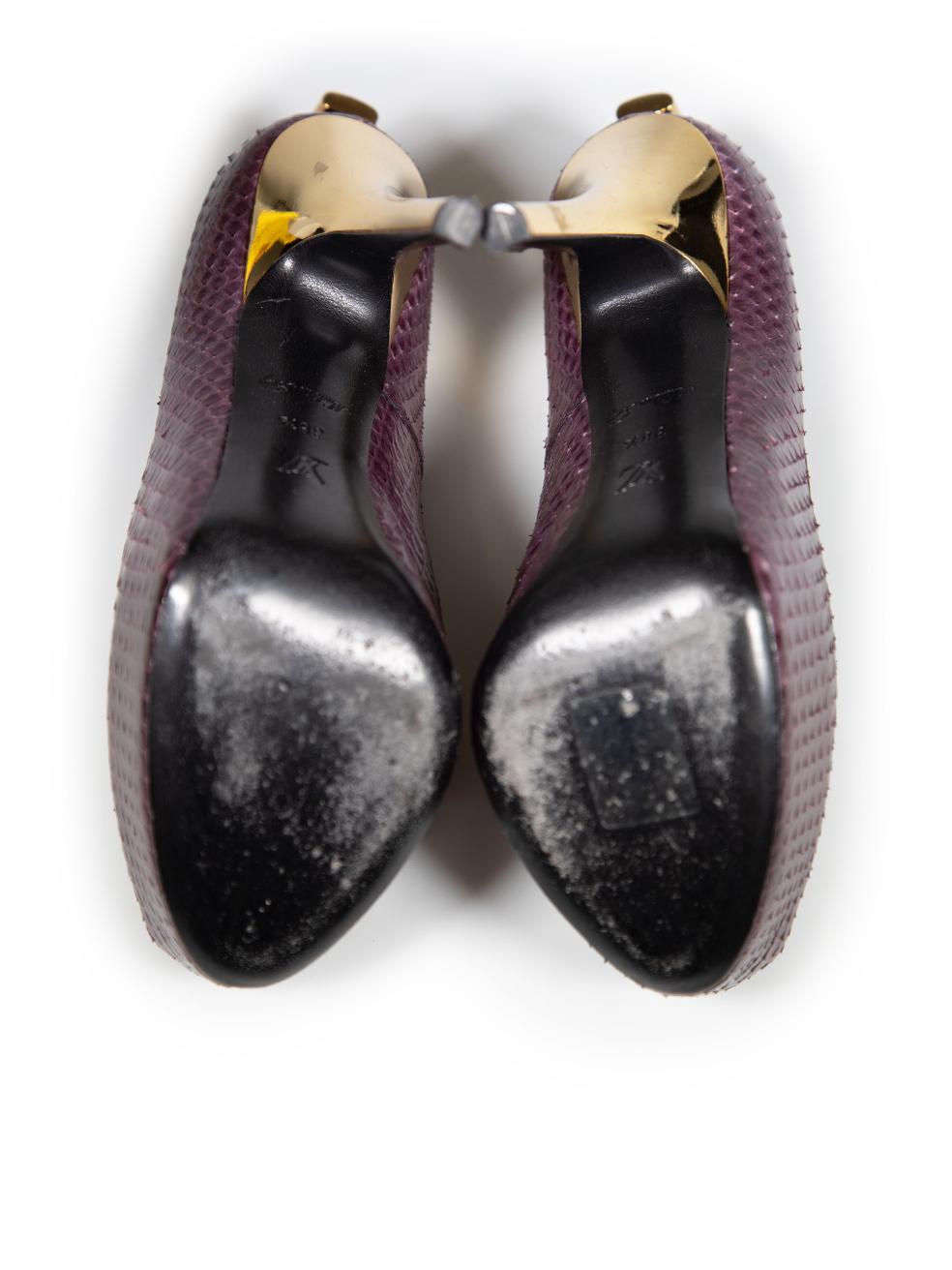 Louis Vuitton Purple Snakeskin Oh Really! Heels Size IT 38.5 In Excellent Condition For Sale In London, GB