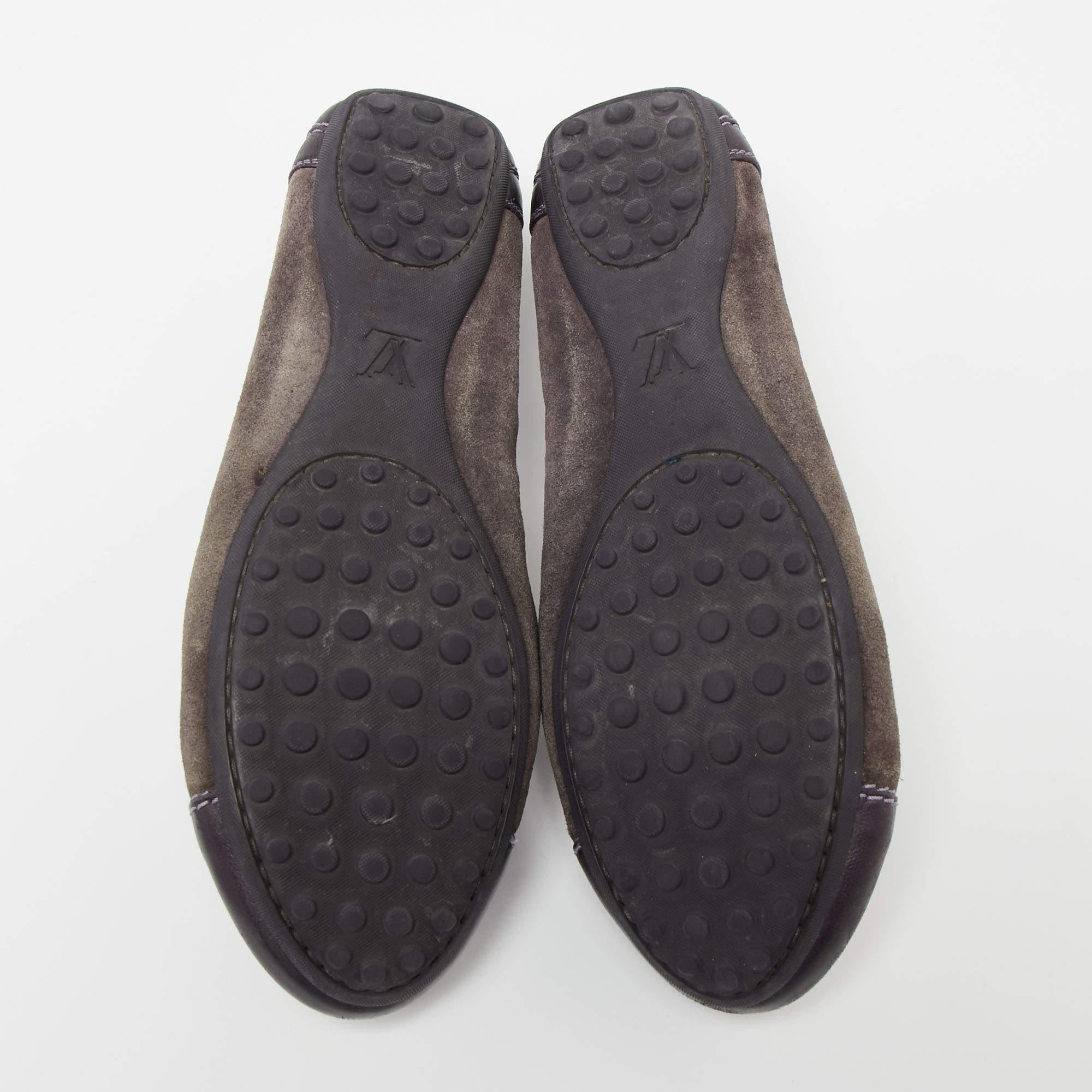 Louis Vuitton Purple Suede And Leather Dice Scrunch Ballet Flats Size 39 1