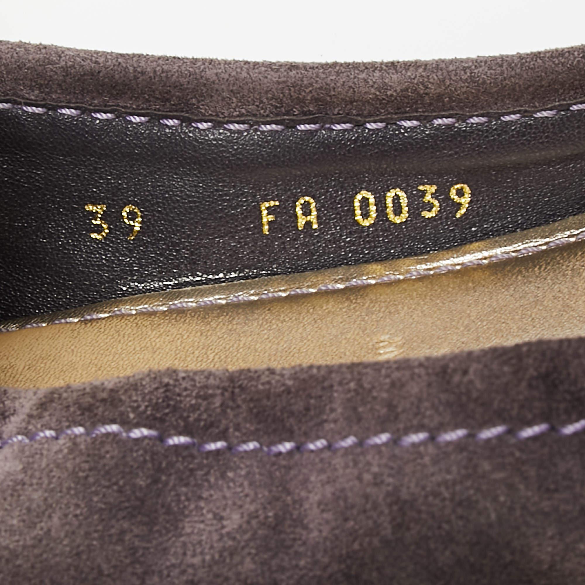 Louis Vuitton Purple Suede And Leather Dice Scrunch Ballet Flats Size 39 3