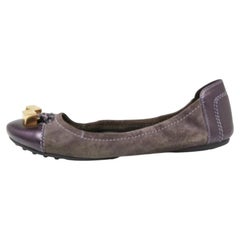 Louis Vuitton Purple Suede And Leather Dice Scrunch Ballet Flats Size 39