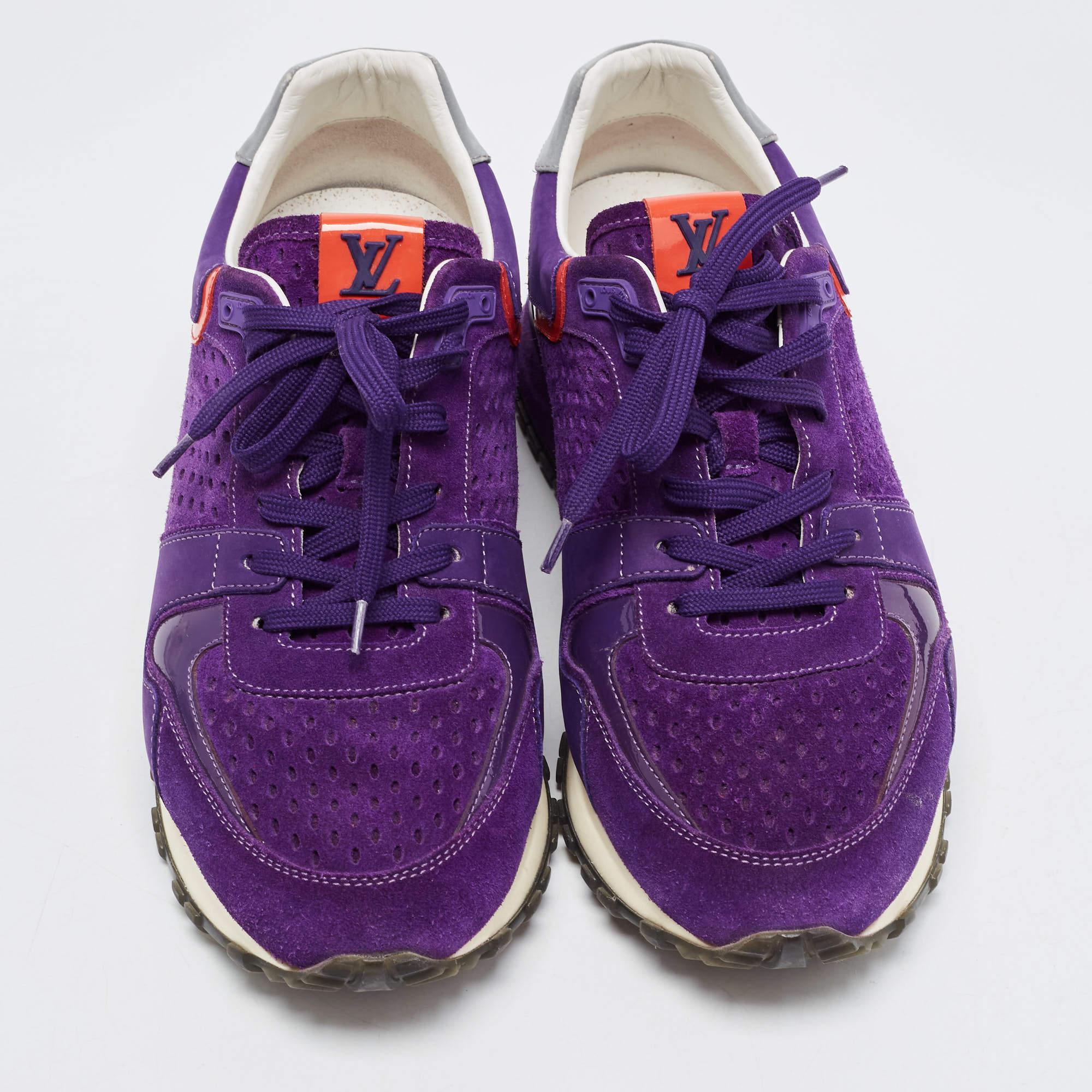 Louis Vuitton Purple Suede and Mesh Run Away Sneakers Size 40 In Good Condition In Dubai, Al Qouz 2