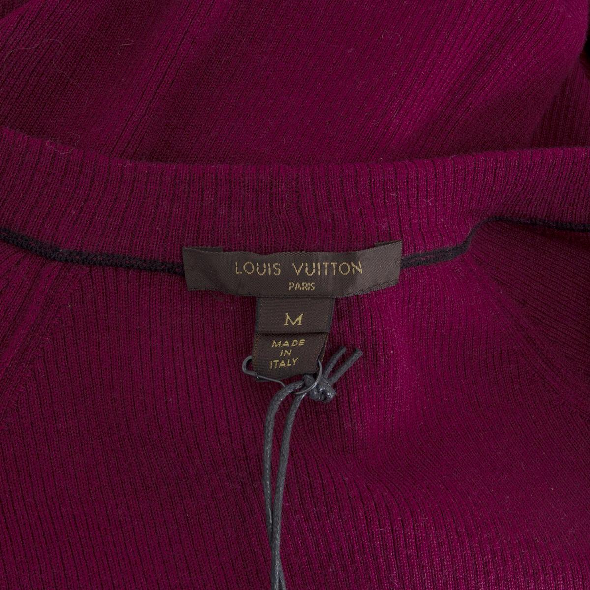 Purple LOUIS VUITTON purple wool LEOPARD SILK FRONT Cardigan Sweater M For Sale