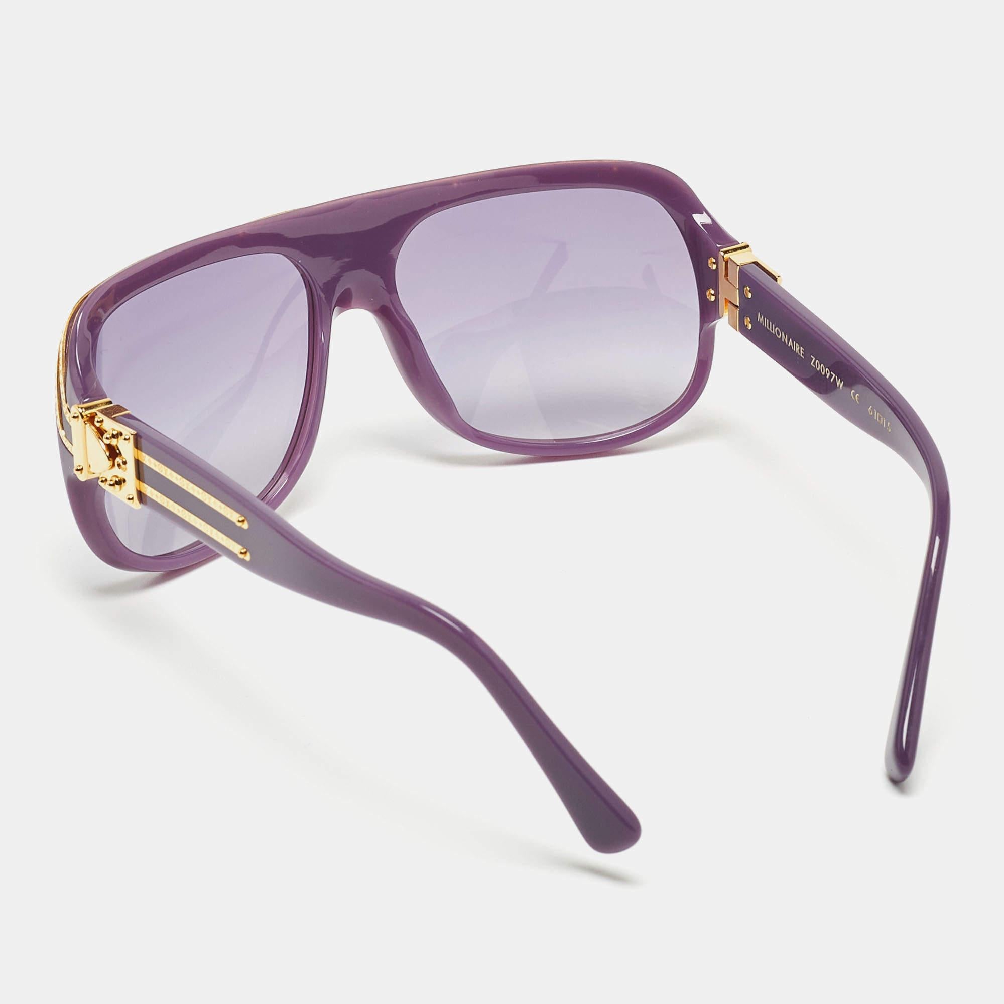 Enjoy those sunny days in full style while keeping your eyes safe with these Louis Vuitton sunglasses. The pair has a square frame fitted with high-quality lenses and brand details.

