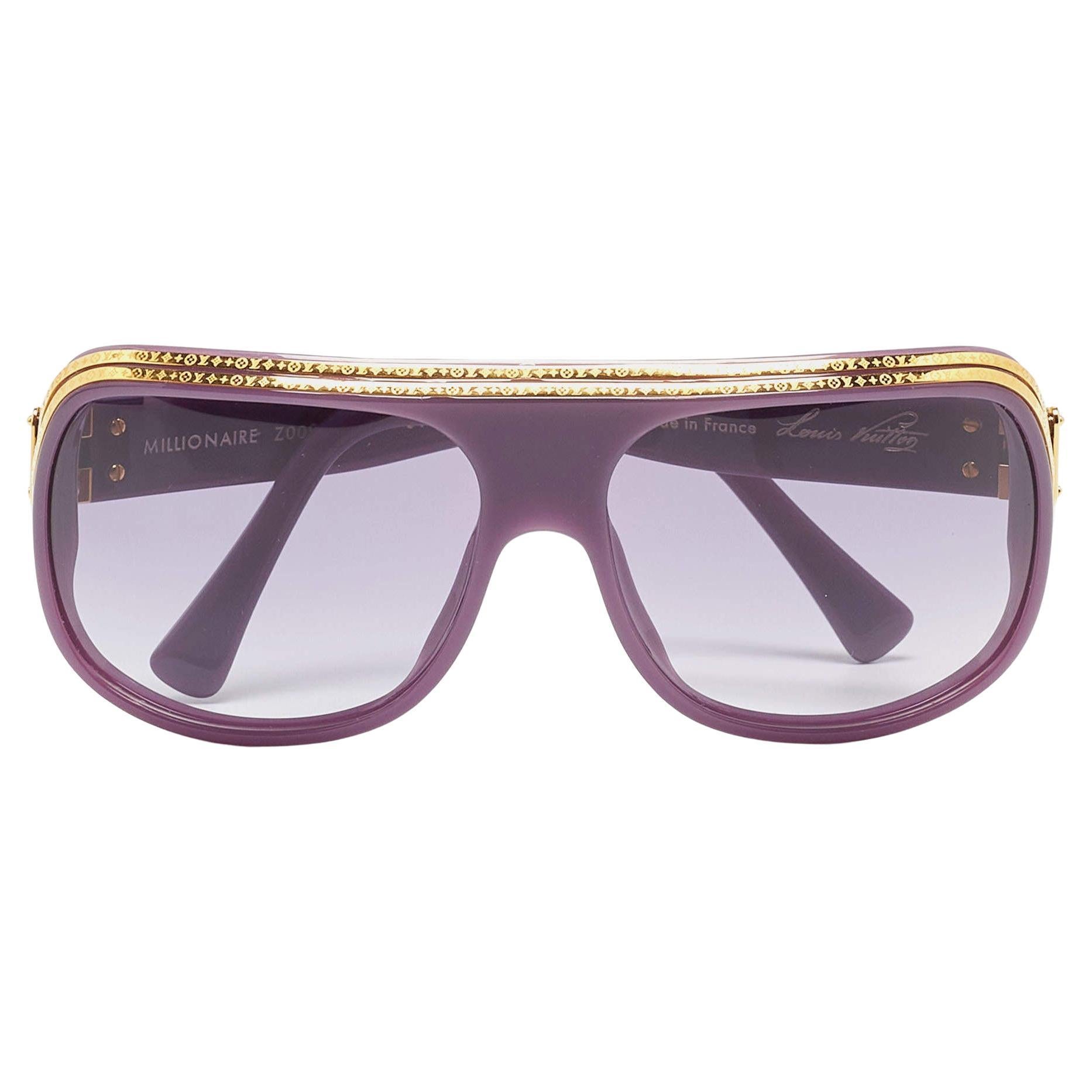 Louis Vuitton Purple Z0097W Gold Plated Millionaire Square Sunglasses
