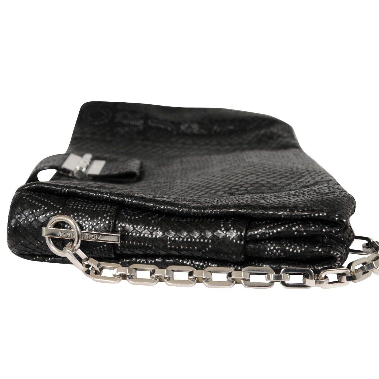 Louis Vuitton Python Perfore Lutece Shoulder Bag Black Silver Logo AW 2008 Y2k en vente 5