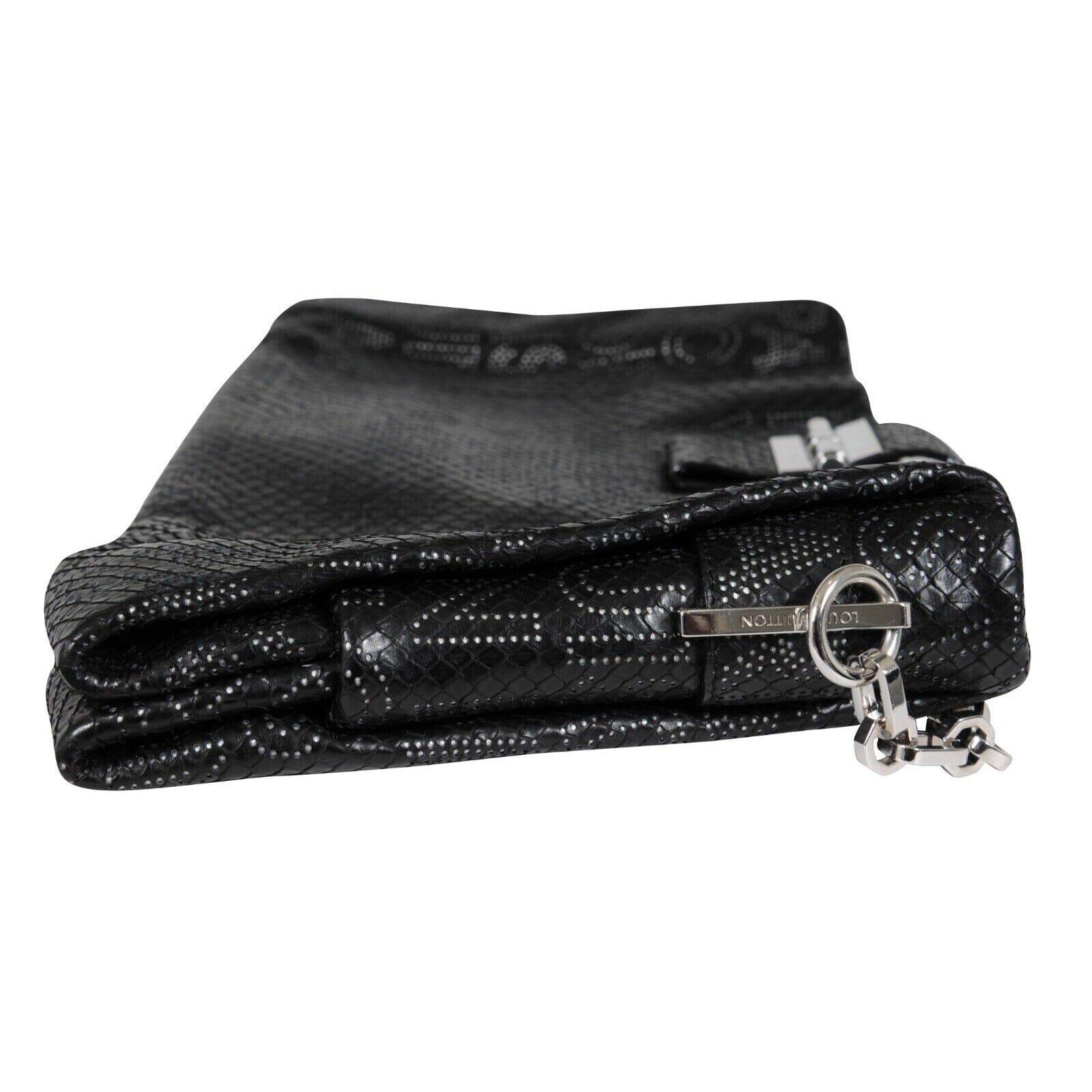 Louis Vuitton Python Perfore Lutece Shoulder Bag Black Silver Logo AW 2008 Y2k en vente 8