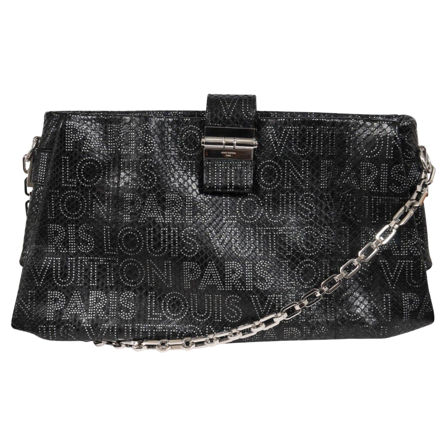 Louis Vuitton Python Perfore Lutece Shoulder Bag Black Silver Logo AW 2008 Y2k