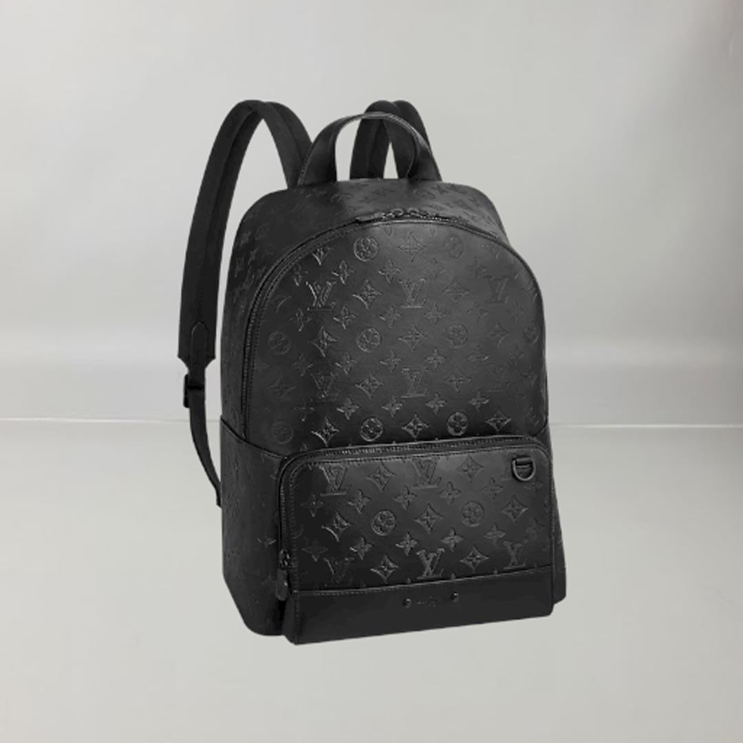 Men's Louis Vuitton Racer Backpack Black Monogram Shadow Leather
