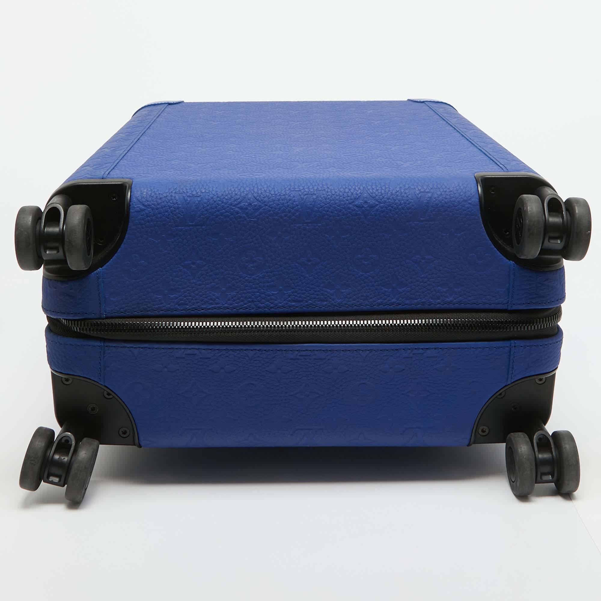 Louis Vuitton Racing Blue Monogram Empreinte Leather Horizon 55 Suitcase For Sale 1