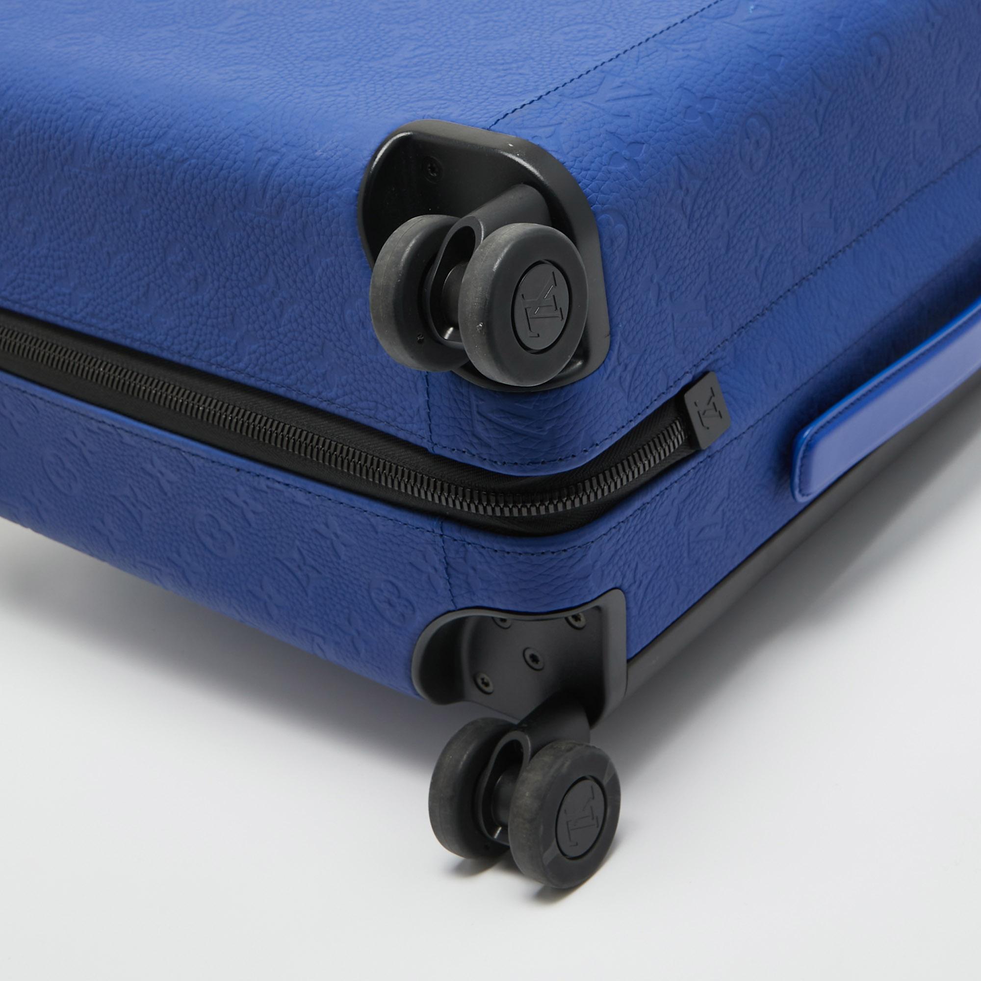 Louis Vuitton Racing Blue Monogram Empreinte Leather Horizon 55 Suitcase For Sale 5