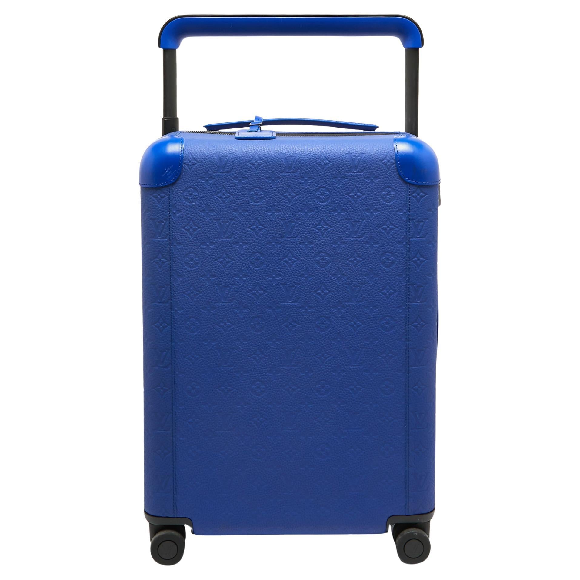 Louis Vuitton Racing Blue Monogram Empreinte Leather Horizon 55 Suitcase For Sale