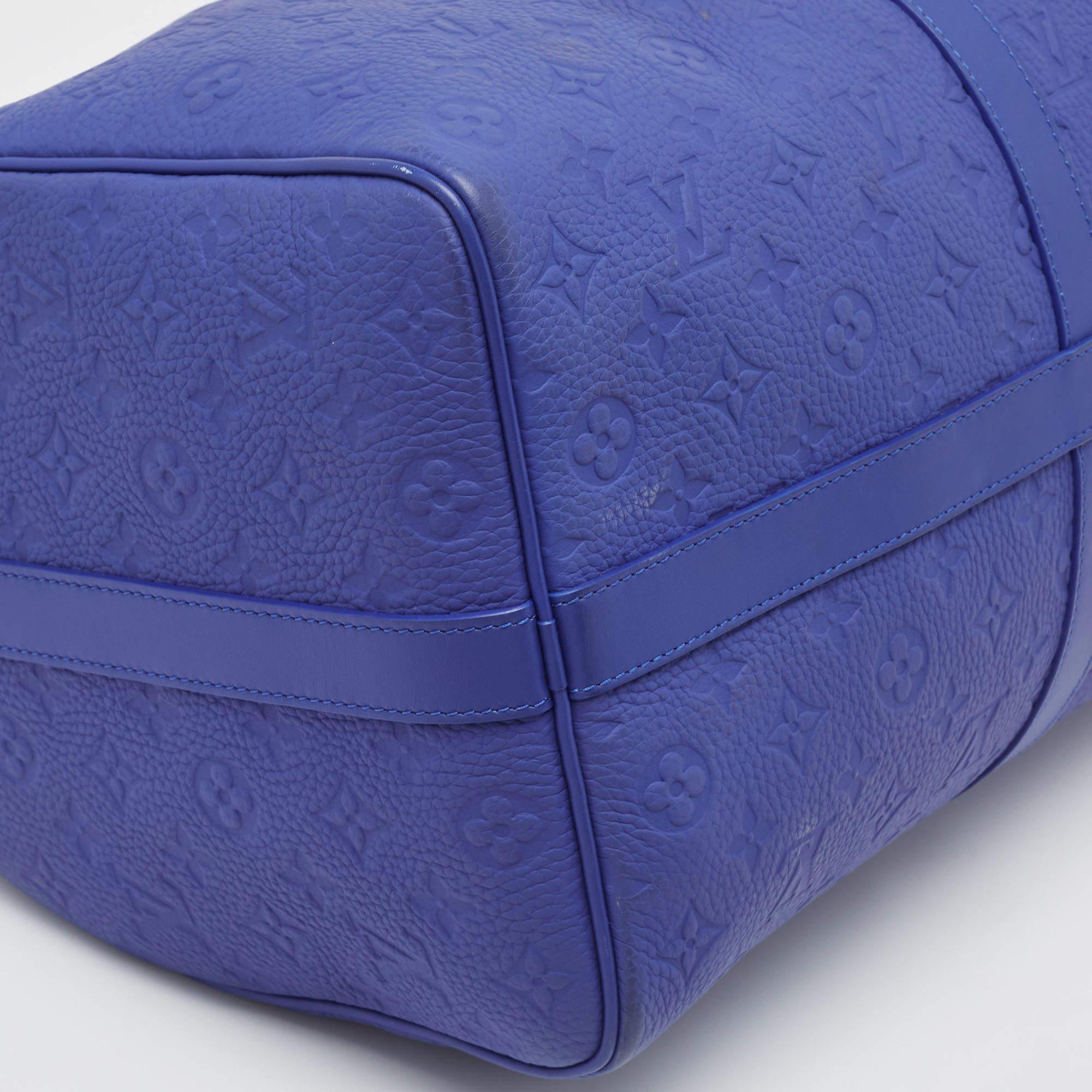 Louis Vuitton Racing Blue Monogram Empreinte Leather Keepall Bandoulière 50 6