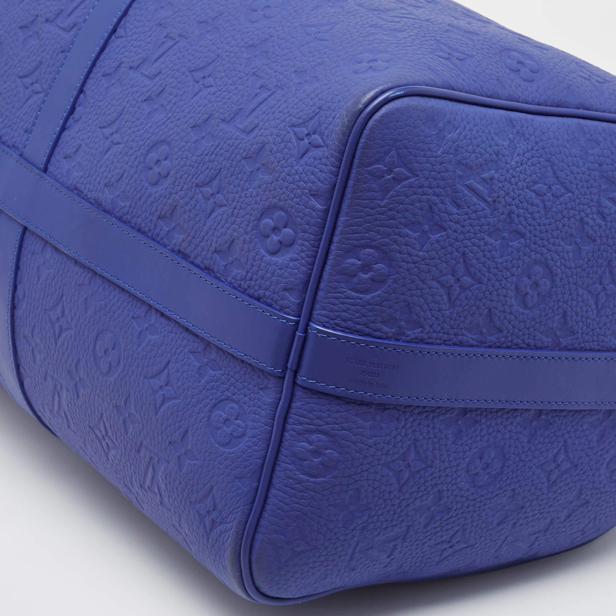 Louis Vuitton Racing Blue Monogram Empreinte Leather Keepall Bandoulière 50 3