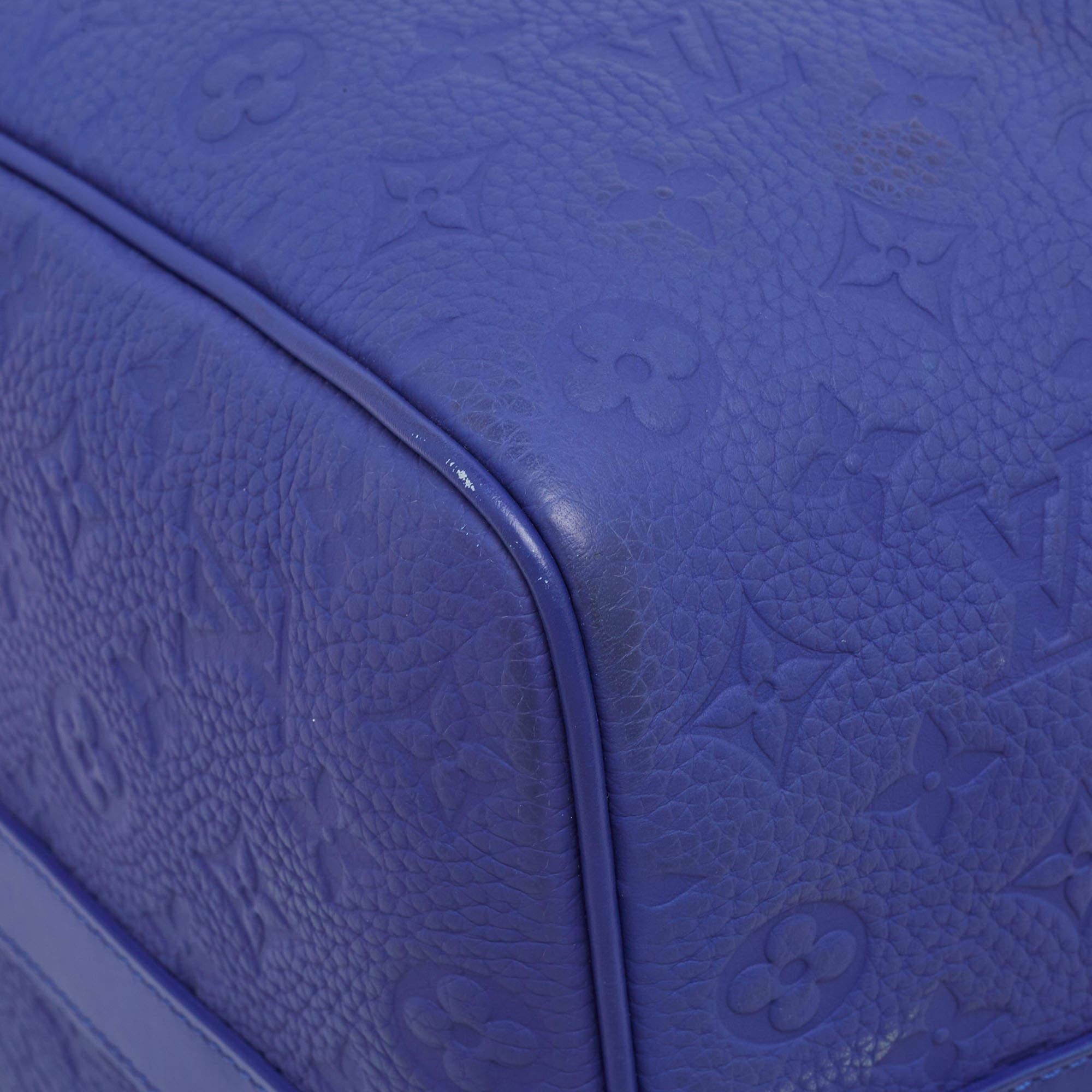 Louis Vuitton Racing Blue Monogram Empreinte Leather Keepall Bandoulière 50 4