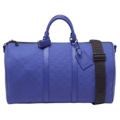 Louis Vuitton Racing Blue Monogram Empreinte Leather Keepall Bandoulière 50