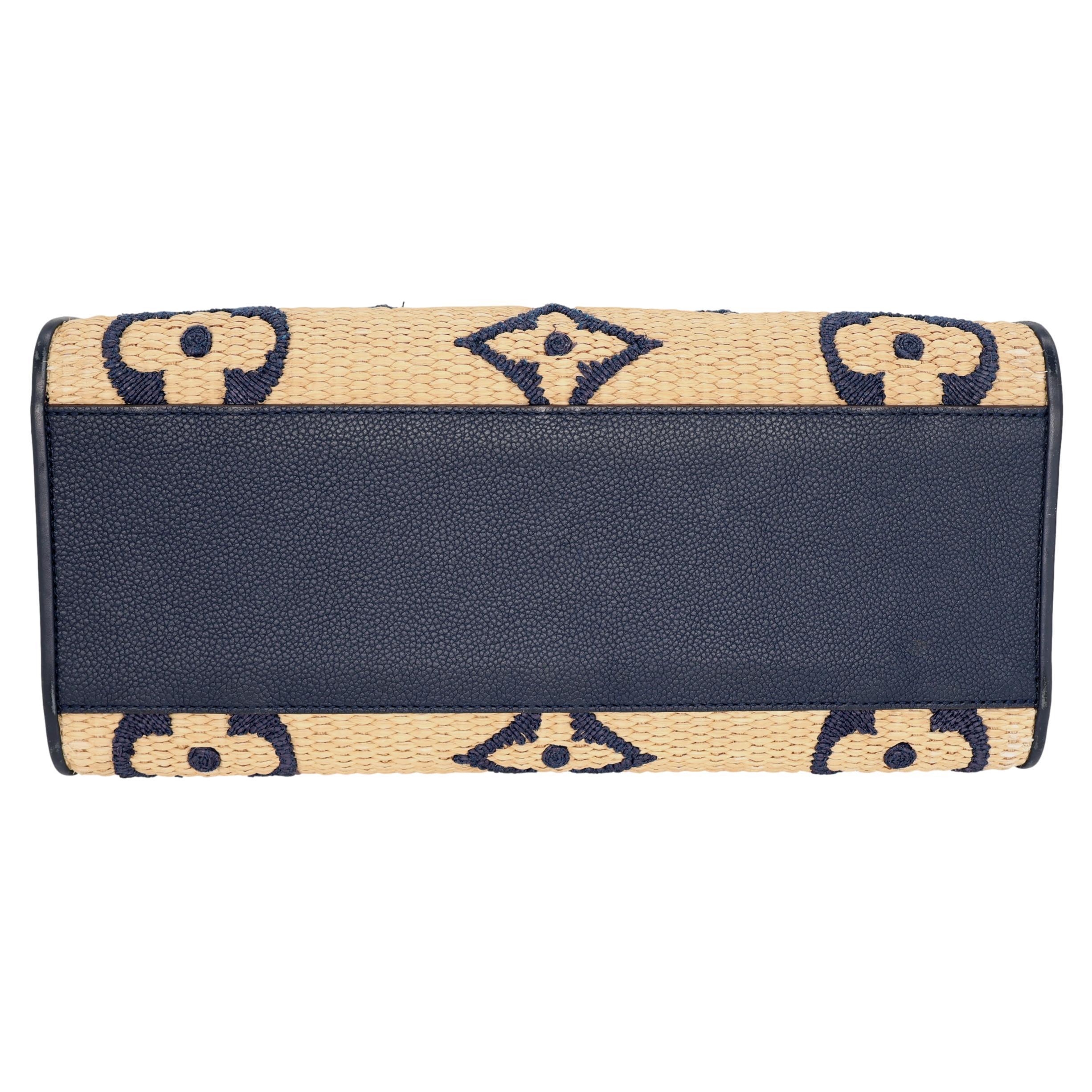Louis Vuitton Raffia Giant Monogram OnTheGo MM Navy Shoulder Tote Bag, 2021. 1