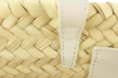 Céline Raffia with Leather Triomphe Classic Panier Basket Tote  95ce826s