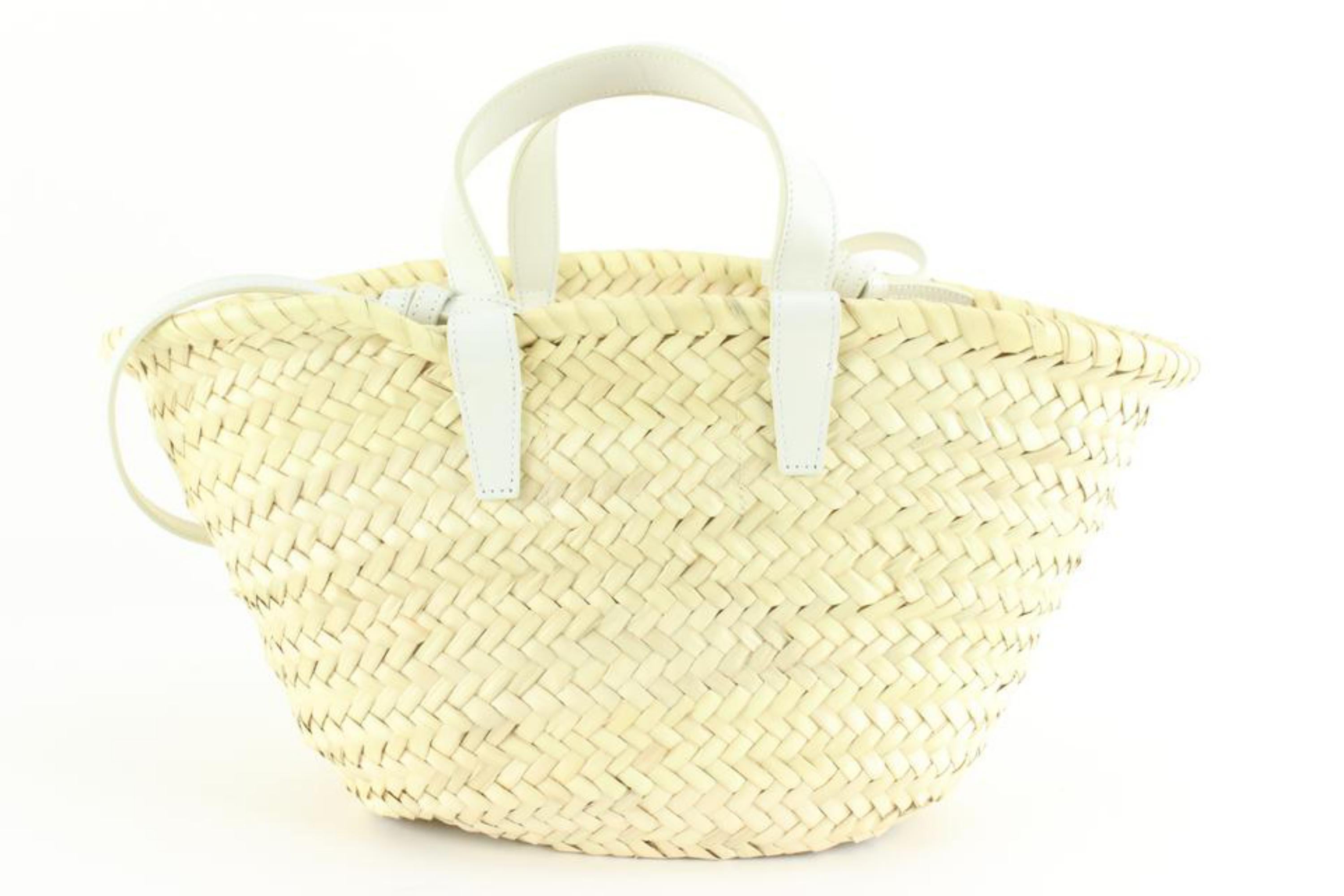 Céline Raffia with Leather Triomphe Classic Panier Basket Tote  95ce826s In New Condition In Dix hills, NY
