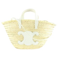 Celine Triomphe Large Raffia Basket Tote - ShopStyle Beach & Straw