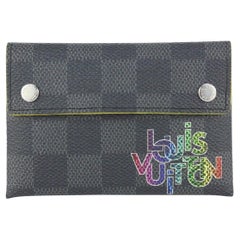 Vintage Louis Vuitton Rainbow Damier Graphite Pochette Alpha PM Card Case Wallet 98lv53