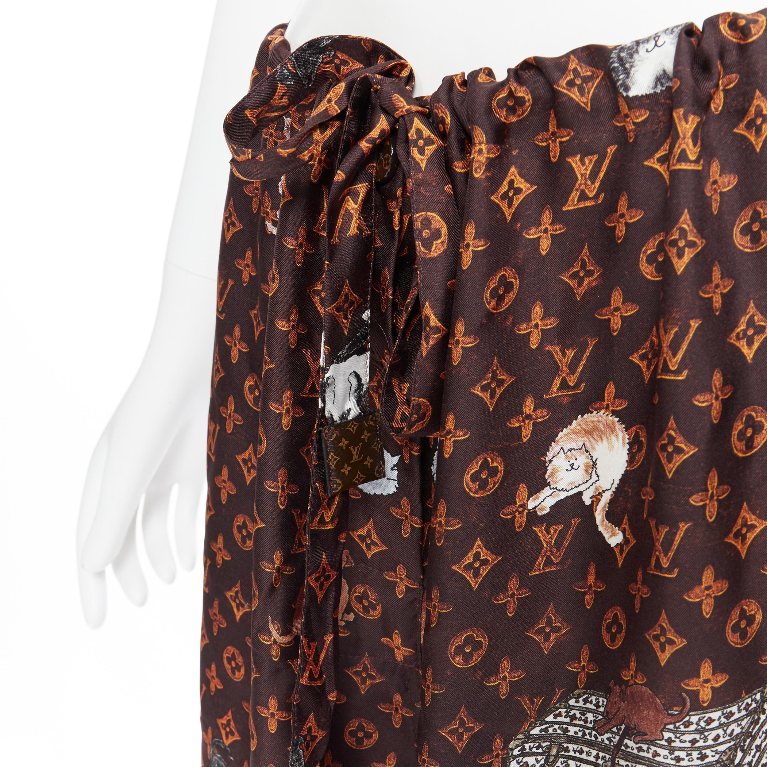 LOUIS VUITTON Rare 2019 Coddington Catagram monogram silk pajama pants FR44 XL In Excellent Condition In Hong Kong, NT