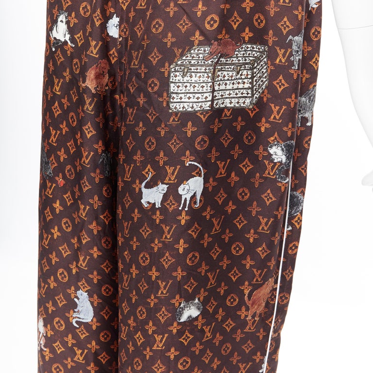 LOUIS VUITTON Rare 2019 Coddington Catagram monogram silk pajama pants FR44  XL at 1stDibs