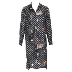 LOUIS VUITTON Rare 2019 Grace Coddingtom Catagram monogram silk shirt dress S