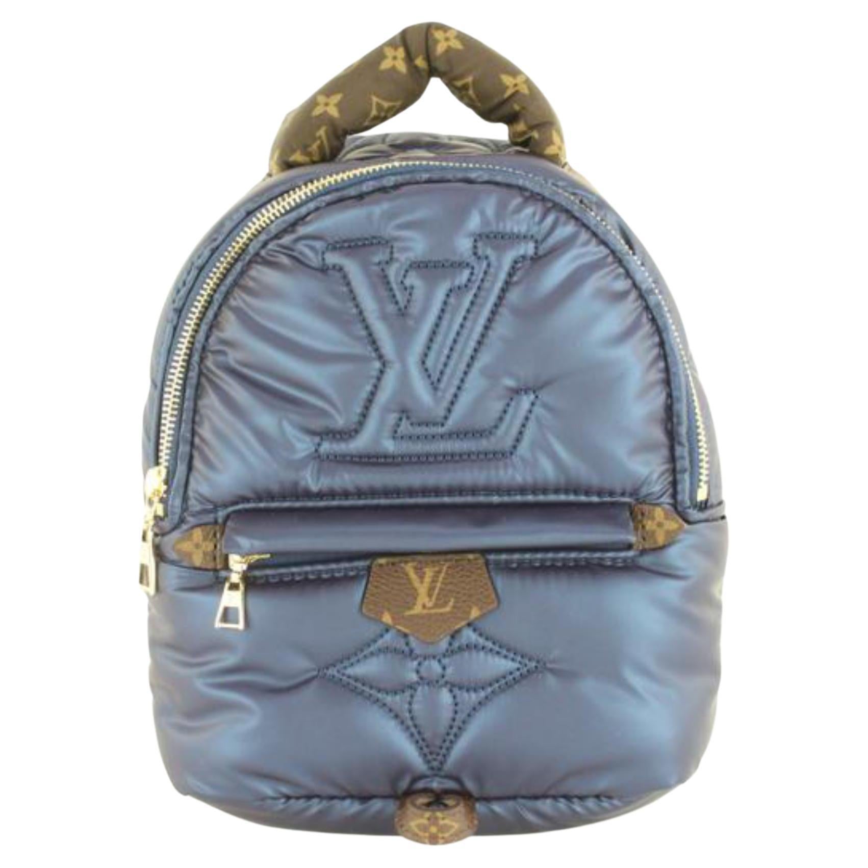 LOUIS VUITTON Denim Damier Monogram Patchwork Palm Springs Backpack Mini  Blue