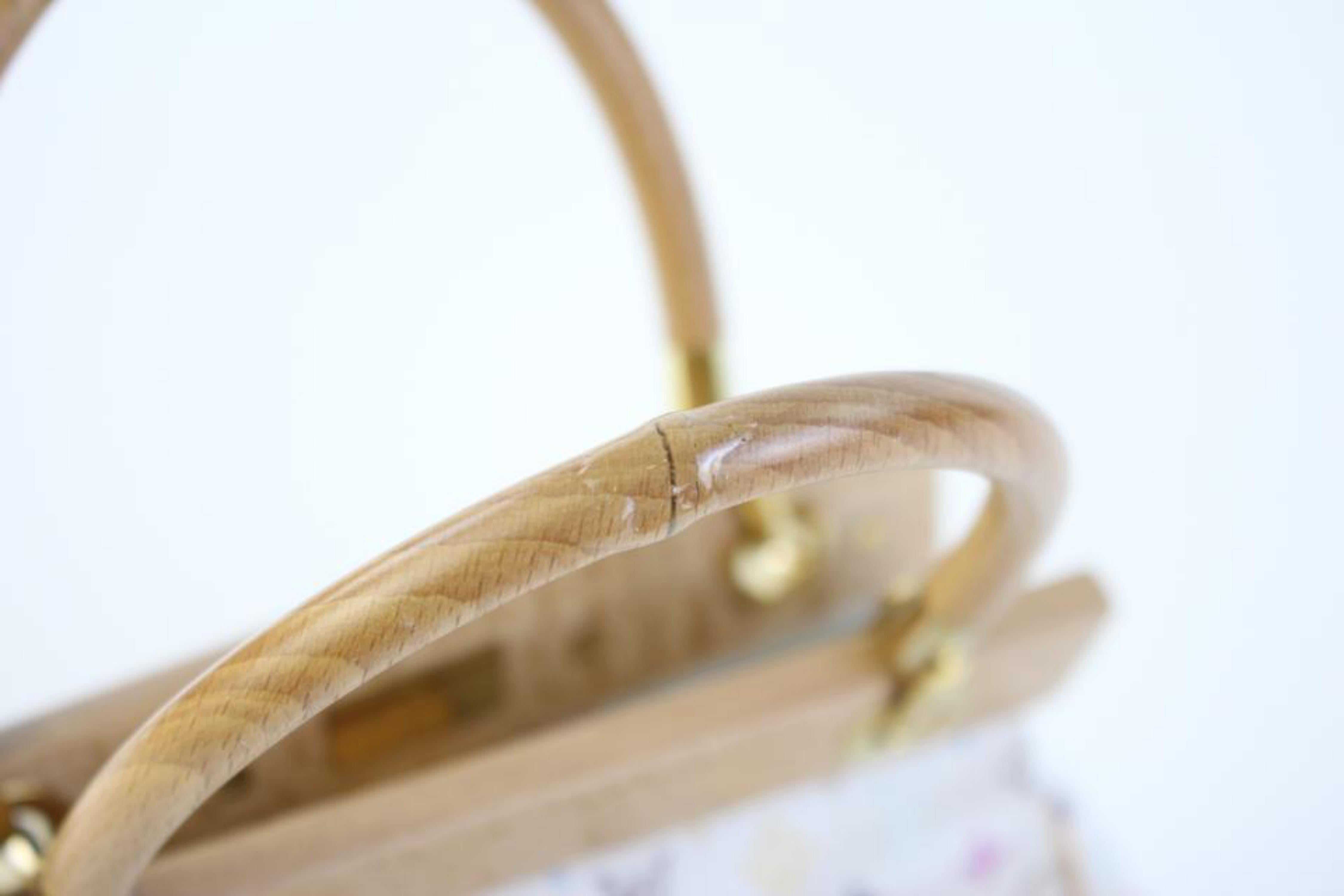 Louis Vuitton ( Rare ) Abelia Satin Wooden 11lvty62317 Multicolor Satchel For Sale 5
