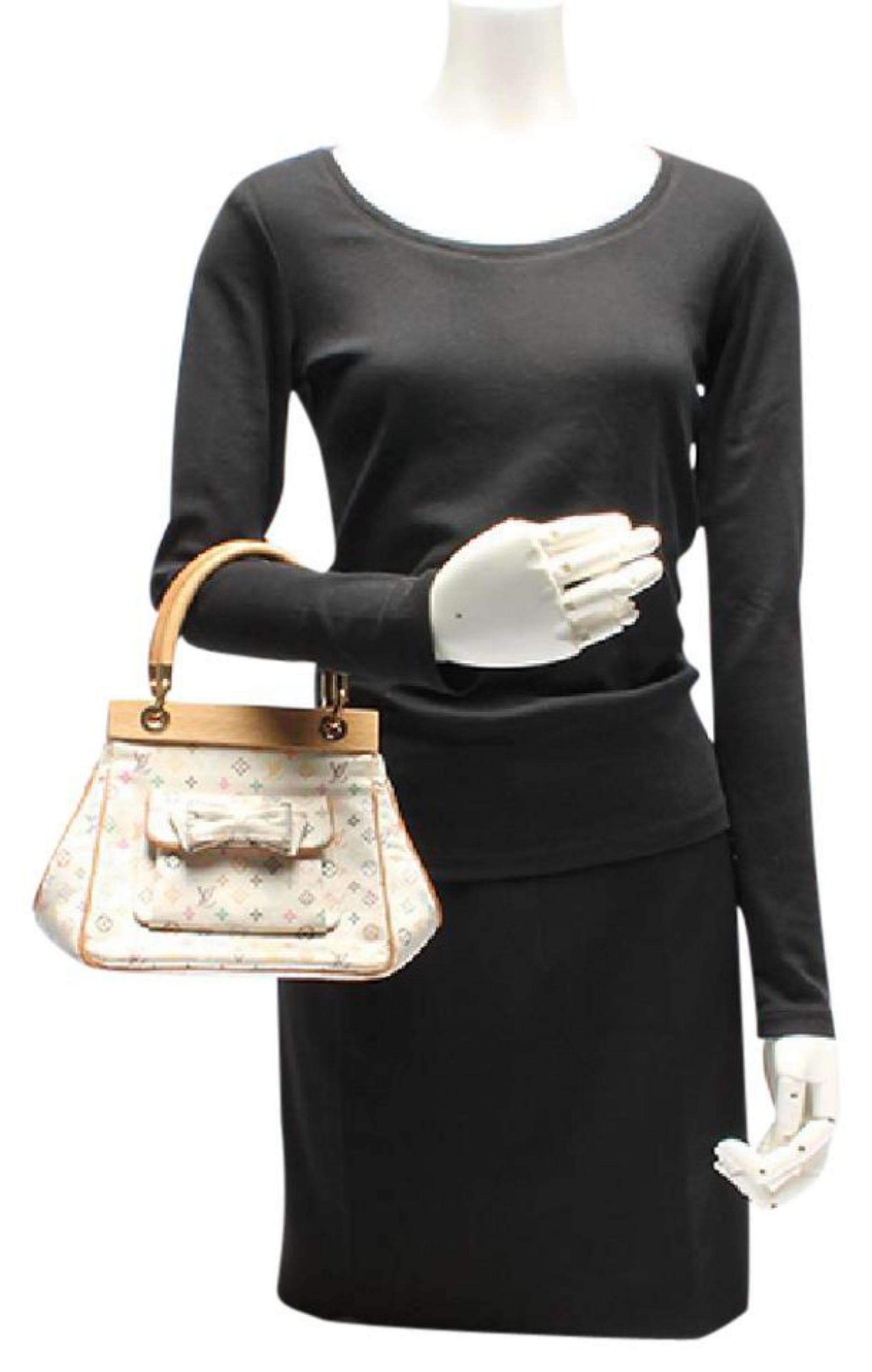 Louis Vuitton ( Rare ) Abelia Satin Wooden 11lvty62317 Multicolor Satchel For Sale 4