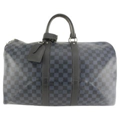 Seltene blaue Damier Cobalt Keepall Bandouliere 45 Duffle Bag 13lz531s von Louis Vuitton