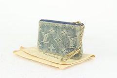 Louis Vuitton Rare Blue Monogram Denim Key Pouch Pochette Cles 823lv25