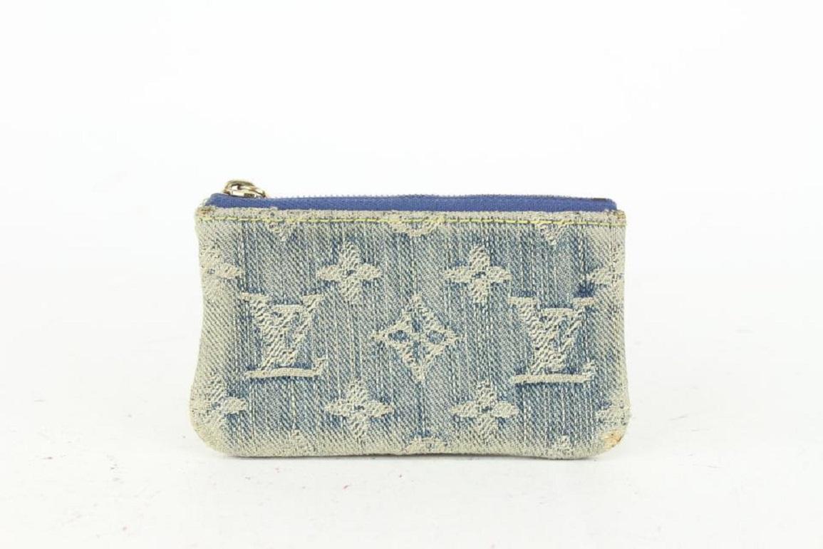 Women's Louis Vuitton Rare Blue Monogram Denim Key Pouch Pochette Cles 823lv25