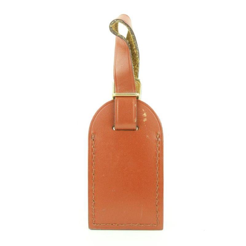 Louis Vuitton Rare Brown Leather Luggage Tag Bag Charm Speedy Keepall Epi In Good Condition For Sale In Dix hills, NY