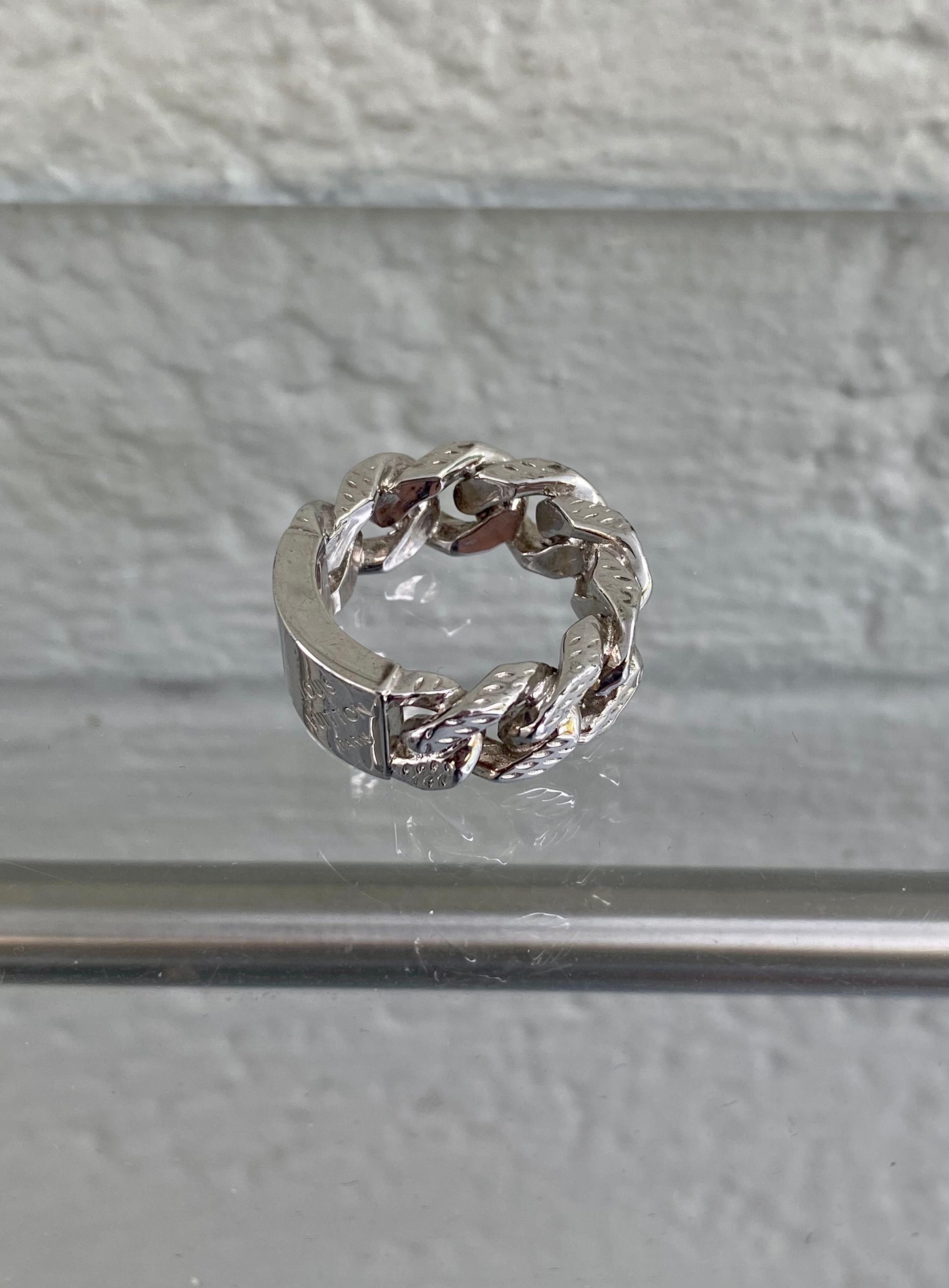 Louis Vuitton Rare Chain Link Damier Bracelet and Ring Set For Sale 4