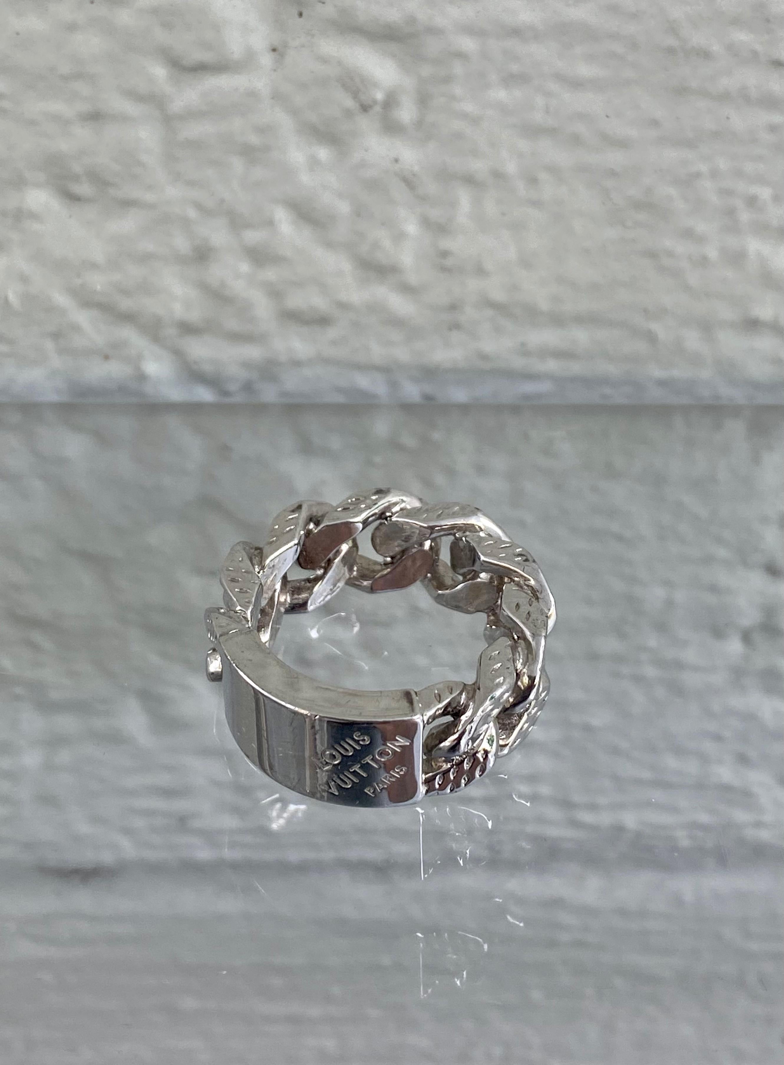 Louis Vuitton Rare Chain Link Damier Bracelet and Ring Set For Sale 2