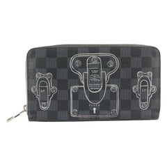 Louis Vuitton Raro Damier Grafito Baúles y Cerraduras Cartera Organizadora Zippy