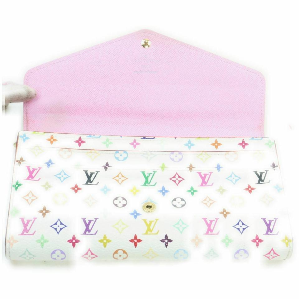 Louis Vuitton Rare Game On White Monogram Multicolor Long Sarah Wallet Porte In Good Condition For Sale In Dix hills, NY