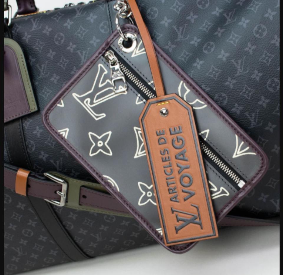 Louis Vuitton Rare Limited Black Monogram Eclipse Patchwork Keepall Bandouliere  In New Condition For Sale In Dix hills, NY