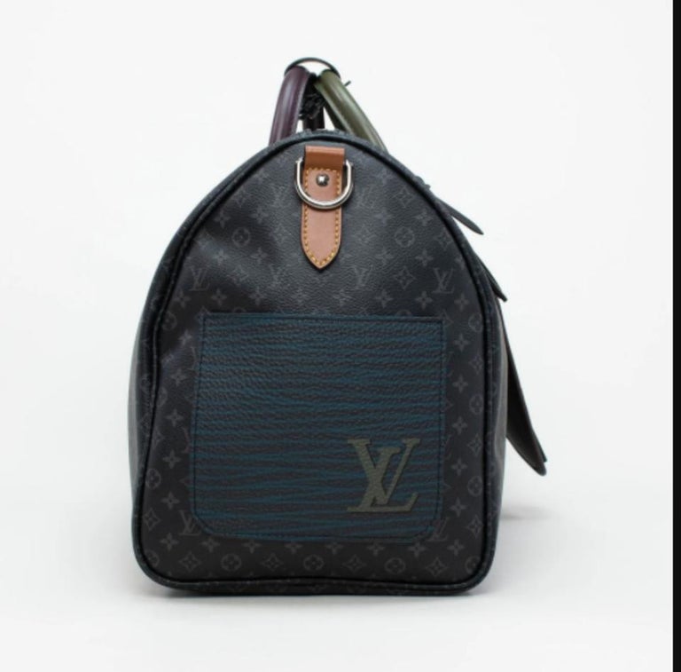 Louis Vuitton Rare Limited Black Monogram Eclipse Patchwork Keepall  Bandouliere For Sale at 1stDibs
