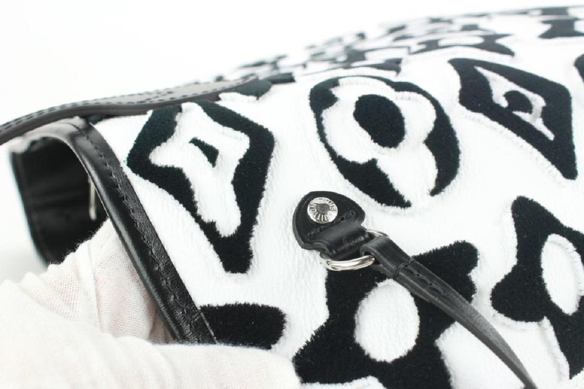 Louis Vuitton Rare LVxUF Urs Fischer White Black Monogram Neverfull with Pouch For Sale 7