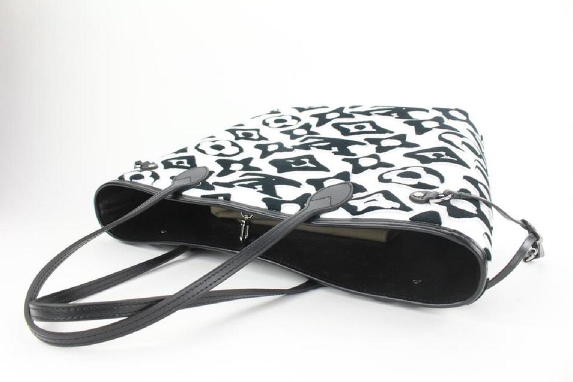 Louis Vuitton Rare LVxUF Urs Fischer White Black Monogram Neverfull with Pouch 3