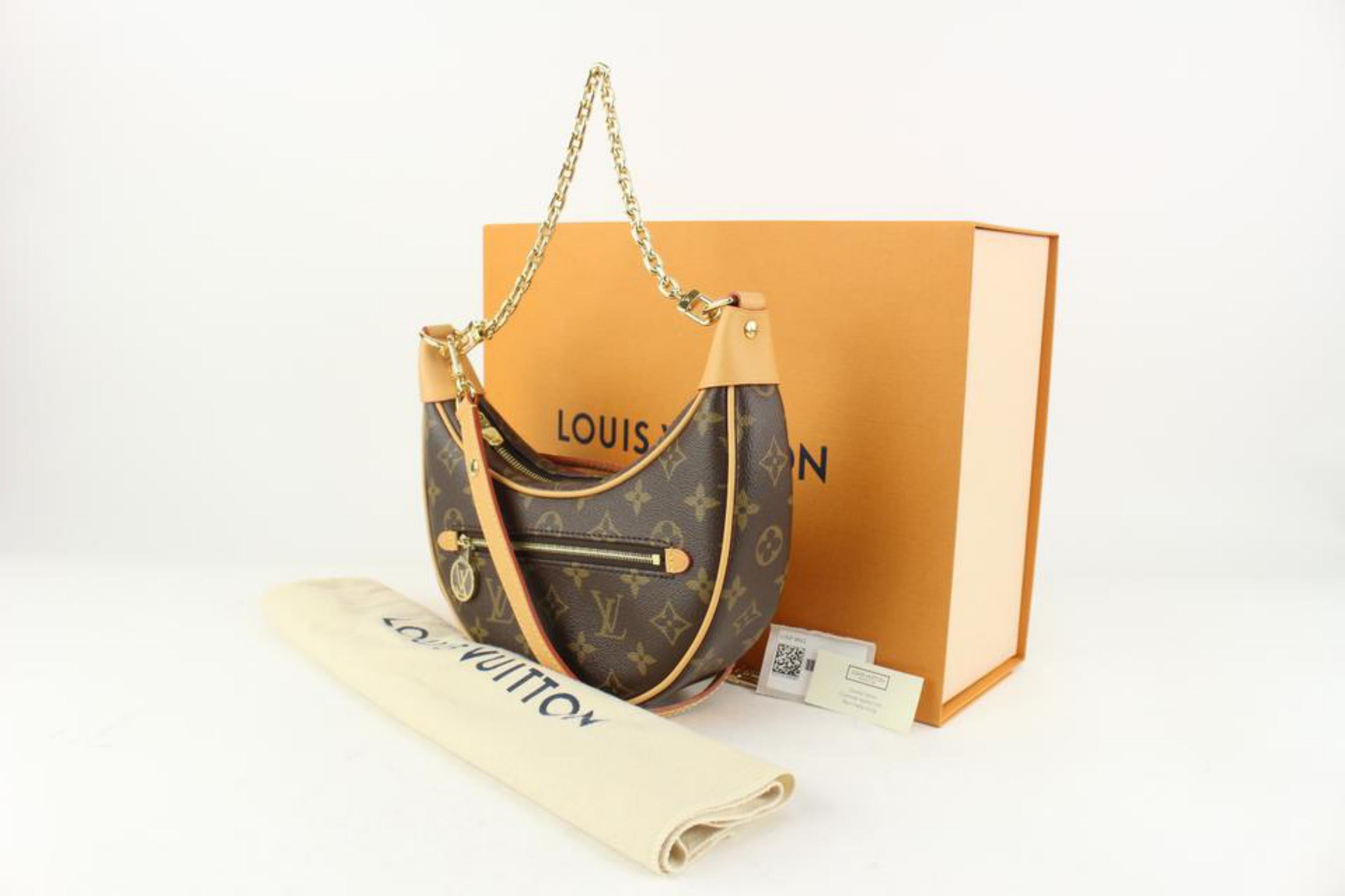 Brown Louis Vuitton Rare Monogram Loop Chain Hobo Crossbody Croissant Bag 1118lv34 For Sale