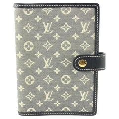 Louis Vuitton Olive Grey Mini Lin Monogram Small Ring Agenda PM Diary Cover  For Sale at 1stDibs